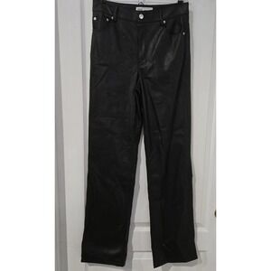 ZARA size 6 Black Faux Leather Pants 28x32 Concert Party Goth Rave Biker